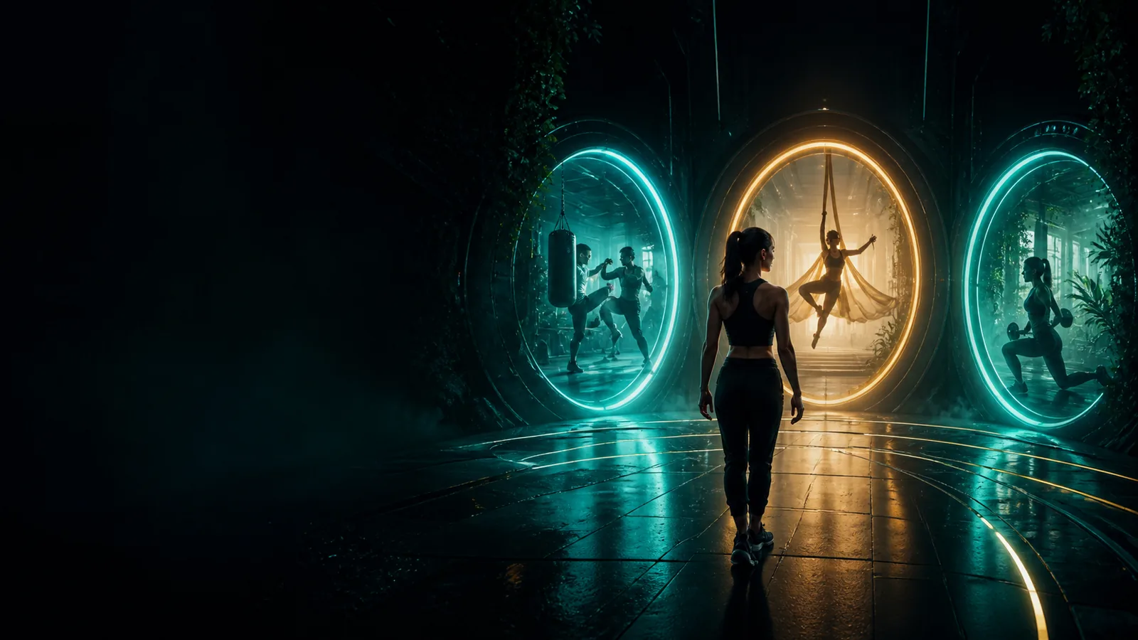 Une nouvelle pratiquante choisit entre trois univers d’essai dédiés au combat, aux arts du mouvement et à la forme.