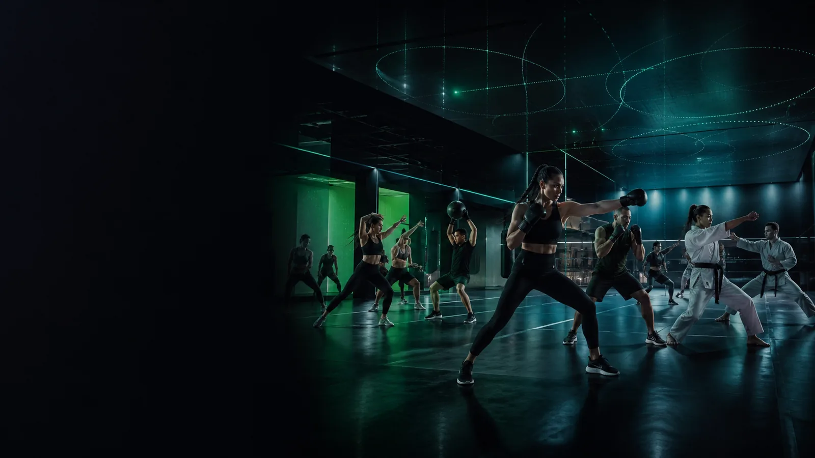 Cours collectifs de boxe, arts martiaux et entraînement physique réunis dans un même espace Kajyn.
